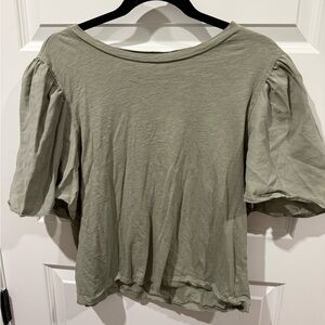 LOFT Sage Green Puff Sleeve Blouse